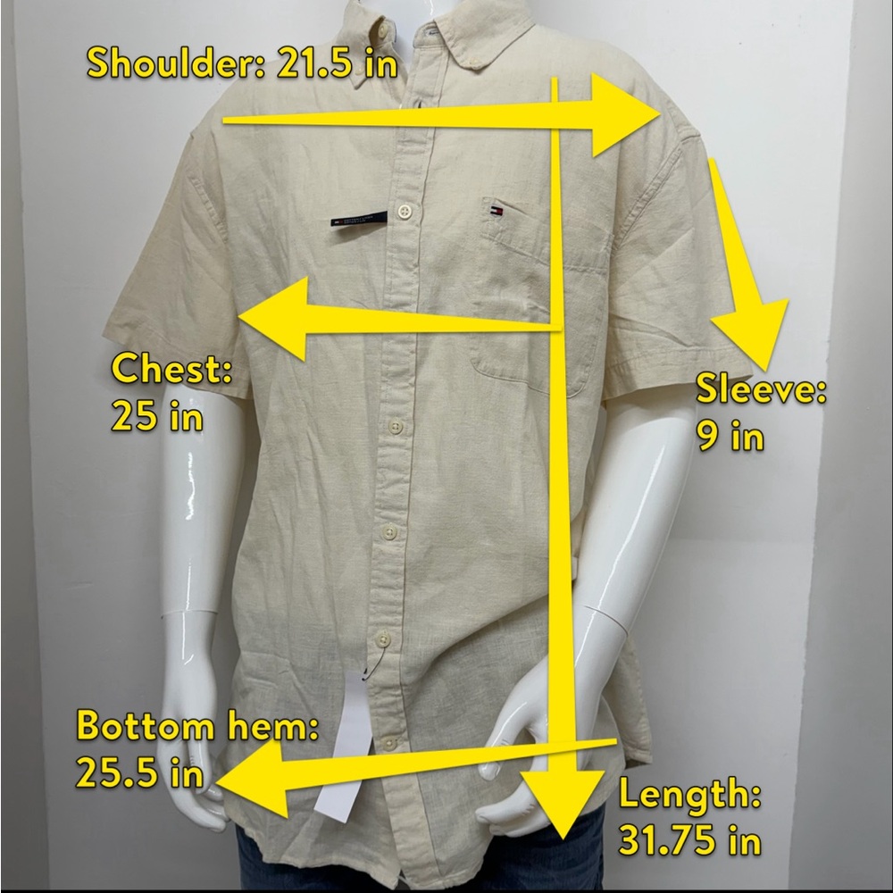 Tommy Hilfiger Cotton Linen Button Down Short Sleeve Shirt NWTags Size XXL - Picture 13 of 13